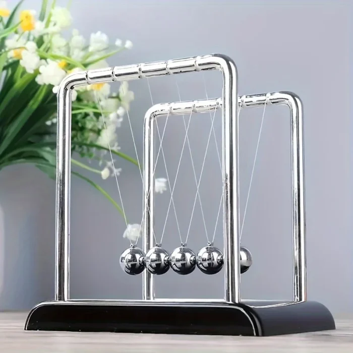 kf-Sdd354c1c2bd54860a21960a4af75cd2e2 Classic Newtons Cradle Metal Desktop Ornament Black White Sphere Office Home Decor Desk Decoration for Living Room Bedroom Study - Image 1