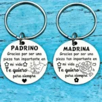 Stainless Steel Keychain,Godmother And Godfather Key Ring Gift,Funny Creative Key Chain With Key Buckle,Christmas Gift,Christmas