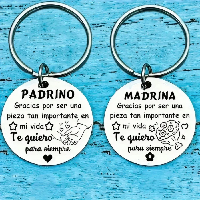 kf-Sddf40a7a7b2c464284336fa6d4c5b25f5 Stainless Steel Keychain,Godmother And Godfather Key Ring Gift,Funny Creative Key Chain With Key Buckle,Christmas Gift,Christmas - Image 1