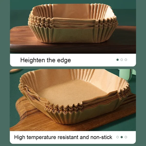 100Pcs Air Fryer Paper Oil Proof Isolation Paper Tray Disposable Non Stick Baking Pad Convenient And Durable Air Fryer Square - Image 3