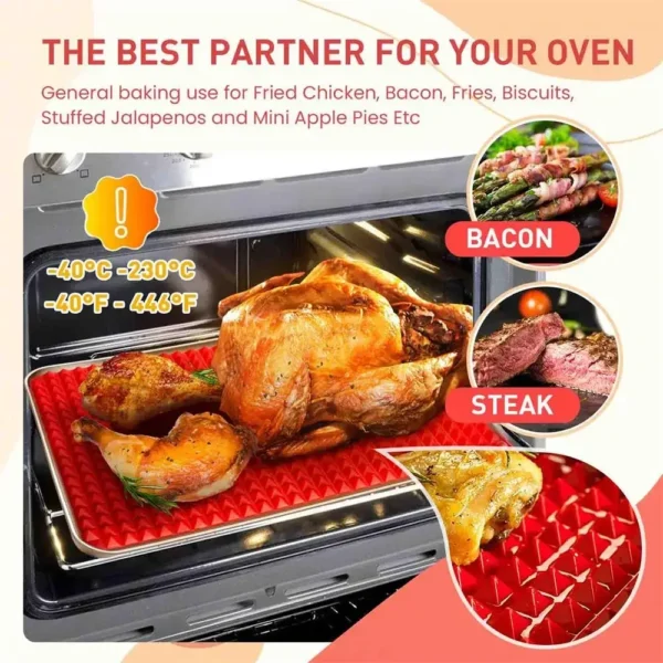 Silicone Baking Mat Cooking Pan 1/2 Pack Large 15.23“x10.74" Non-Stick Healthy Fat Reducing Sheet For Oven Grilling BBQ - Image 4