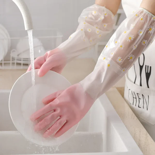 1 Pair Of Thermal Dishwashing Gloves, Thick And Durable, Waterproof Non-slip - Image 1