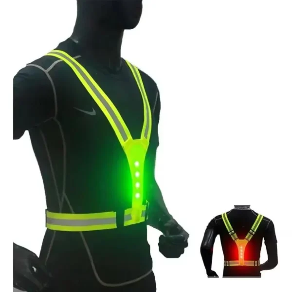 Safety Reflective Vest LED Running Light Adjustable Cycling Vest Night Warning Work Fishing Sports Vest - Image 1