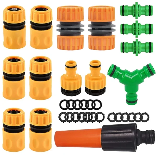 15Pcs Garden Hose Connector Set, Quick Connectors for Pipe Repair, 3 Tap Extender, Irrigation Accessories - Image 1