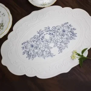 Silicone carved dining mat retro pattern table mat floral placemat for dining table kitchen coffee pad tableware mats waterproof