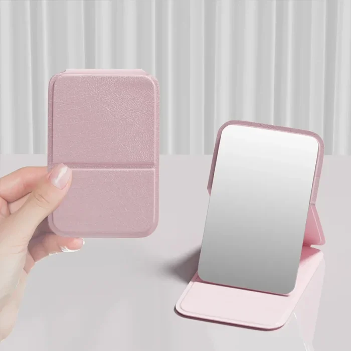kf-Sf87fad0d073743b2964ff00c76d1dc2ee Portable Handheld Mini Makeup Mirror, Dormitory Tabletop And Office Use, Adjustable And Portable Folding Mirror - Image 1