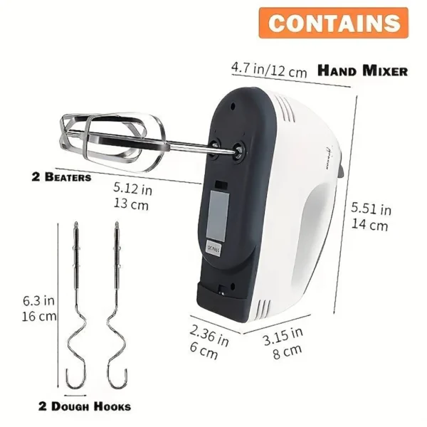 Handheld Electric Egg Beater, Household Automatic Mixer, Egg White and Cream Beater, Mini 7-speed White - Image 5