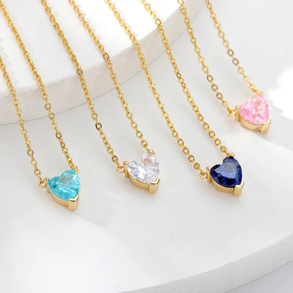 Heart Necklaces For Women Stainless Steel Gold Plated Chain Zircon Heart Pendant Choker Necklace Wedding Boho Jewelry Gift Femme - Image 5