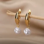 Irregular Pearl Earrings For Women Stainless Steel Round Pearl Circle Ear Clip Earring Women Jewelry Gift Mujer Accessories - Image 3