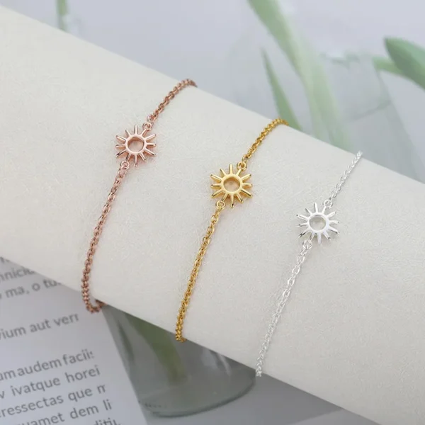 ICFTZWE Sun Hollow Bracelets For Women Stainless Steel Hand Chain Vintage Sunflower Anklet Boho Foot Jewelry Accessories - Image 6