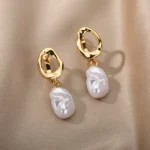 Irregular Pearl Earrings For Women Stainless Steel Round Pearl Circle Ear Clip Earring Women Jewelry Gift Mujer Accessories - Image 6