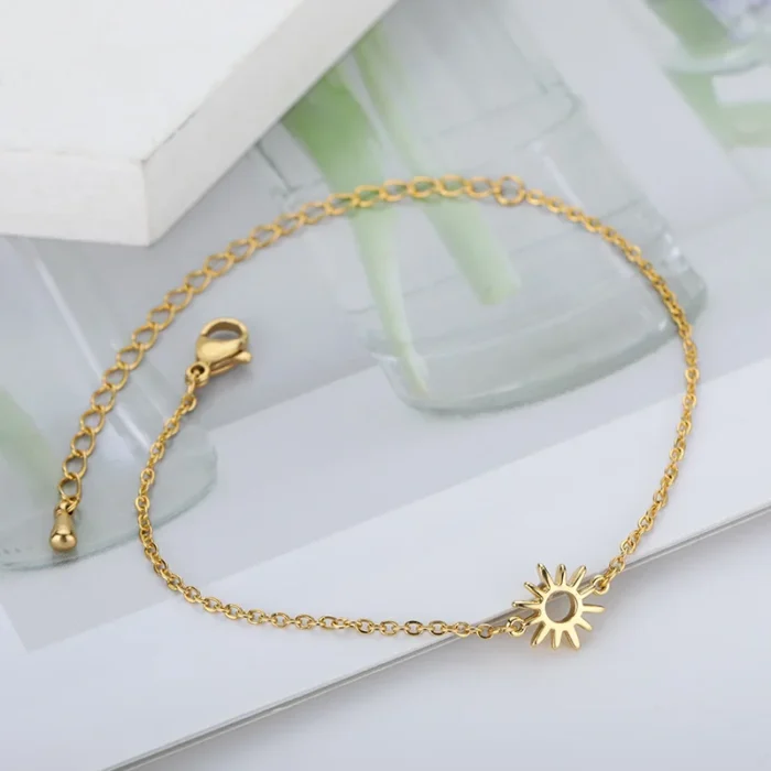 kf-Hac227d1d4a074c70b2018acb29dfb2b9d ICFTZWE Sun Hollow Bracelets For Women Stainless Steel Hand Chain Vintage Sunflower Anklet Boho Foot Jewelry Accessories - Image 3