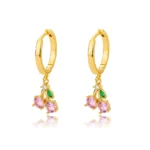 Crystal Fruit Cherry Drop Earrings For Women Stainless Steel Pink Cherry Earring Femme Fairy Fashion Boho Jewerly Gift 2023 - Image 6