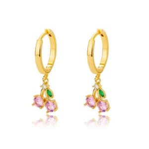 Crystal Fruit Cherry Drop Earrings For Women Stainless Steel Pink Cherry Earring Femme Fairy Fashion Boho Jewerly Gift 2023