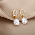 Irregular Pearl Earrings For Women Stainless Steel Round Pearl Circle Ear Clip Earring Women Jewelry Gift Mujer Accessories - Image 5