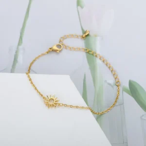 ICFTZWE Sun Hollow Bracelets For Women Stainless Steel Hand Chain Vintage Sunflower Anklet Boho Foot Jewelry Accessories