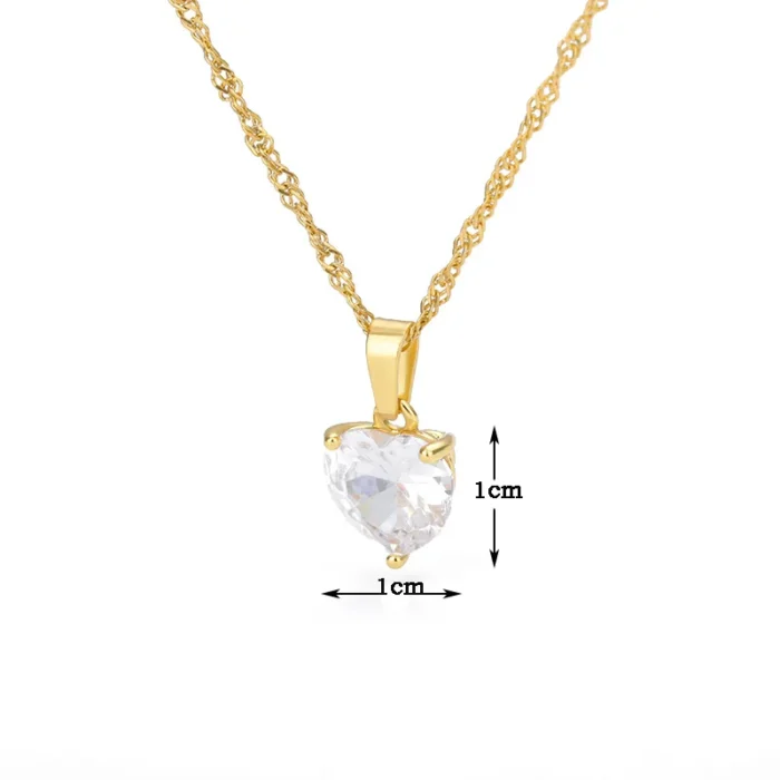 kf-Hc5ff1c556b5b4b91bbbb879404cfa96cn Heart Necklaces For Women Stainless Steel Gold Plated Chain Zircon Heart Pendant Choker Necklace Wedding Boho Jewelry Gift Femme - Image 6