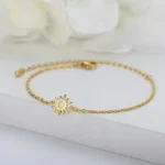 ICFTZWE Sun Hollow Bracelets For Women Stainless Steel Hand Chain Vintage Sunflower Anklet Boho Foot Jewelry Accessories