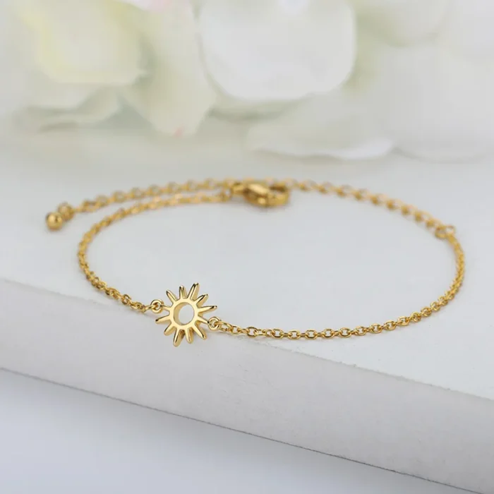 kf-Hea3bd2628b2e43dc8015c07d26d3be5bx ICFTZWE Sun Hollow Bracelets For Women Stainless Steel Hand Chain Vintage Sunflower Anklet Boho Foot Jewelry Accessories - Image 1