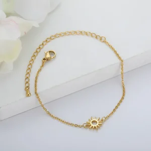 ICFTZWE Sun Hollow Bracelets For Women Stainless Steel Hand Chain Vintage Sunflower Anklet Boho Foot Jewelry Accessories