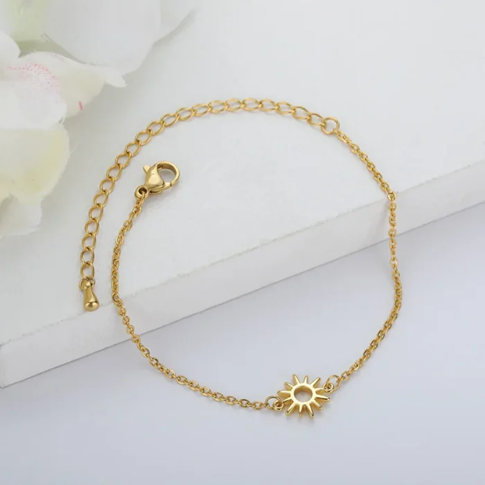 kf-Hfceeaff0c7574d1b8d606eef0f724d88A ICFTZWE Sun Hollow Bracelets For Women Stainless Steel Hand Chain Vintage Sunflower Anklet Boho Foot Jewelry Accessories - Image 4