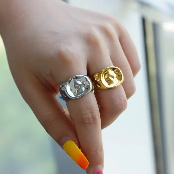 Irregular Rings For Women Gold Color Stainless Steel Geometric Ring Fashion Simple Party Christmas Party Jewelry Gift Femme - Image 3