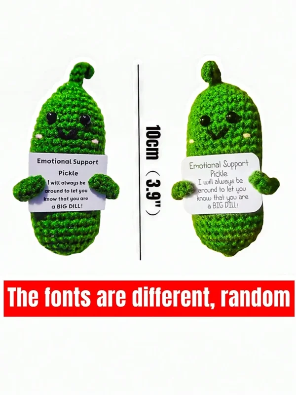 Cute Handmade Plush Doll Knitted Cucumber Décor with Positive Message Valentine's Day New Year Birthday Gift for Kid and Couples - Image 3