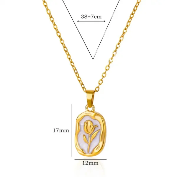 Rose Flower Necklace For Women Gold Color Tulip Flower Pendant Stainless Steel Chain Necklace Wedding Jewelry Birthday Gift - Image 4