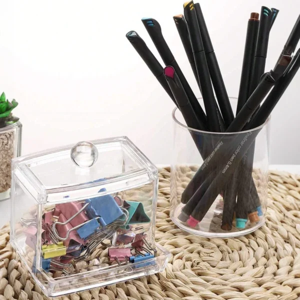 3pcs Clear Plastic Swab Dispenser and Qtip Holder for Bathroom - Storage Canister for Bath Salts, Rounds and More - Image 2