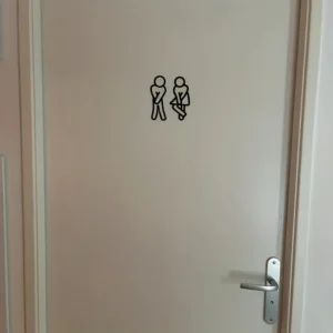 Funny Bathroom Signs for Men Women Creative 2D Flat Restroom Door Decor Restaurant Hotel Cafe Toilet Signage Wall Sticker