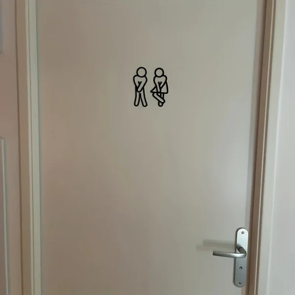 Funny Bathroom Signs for Men Women Creative 2D Flat Restroom Door Decor Restaurant Hotel Cafe Toilet Signage Wall Sticker - Image 4