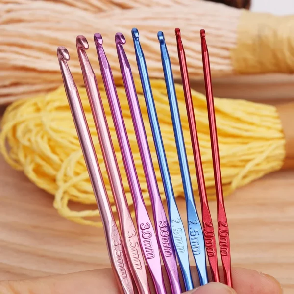 8pcs Metal Handle Crochet Hook Colorful Aluminum Knitting Needles Single Head Crochet Knitting Yarn Crafts DIY Apparel Needles - Image 1