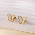 Stainless Steel White Butterfly Earrings for Women Elegant Ear Accessories Aesthetic Butterfly Stud Earring Wedding Jewelry Gift