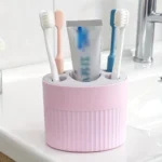 4 Slot Toothbrush Holder ABS Plastic Bathroom Organizer Freestanding Toothpaste Stand with Drain Holes for Home Gift Festival - Image 3