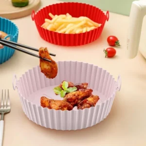 Reusable Silicone Air Fryer Liners, Non-Stick Food-Safe Silicone Pot & Basket Accessories for Air Fryers