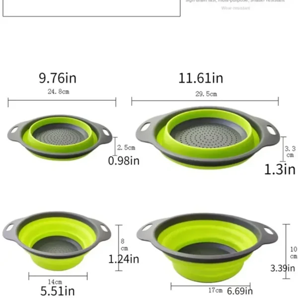 1pcs Silicone vegetable and fruit cleaning and drainage basket cleaning basket Folding water filter net Kitchen Gadgets - Image 4