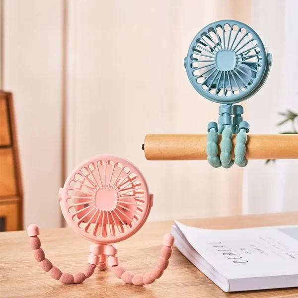Multi Functional Student Baby Stroller Portable USB Rechargeable Lithium Battery Octopus Mini Fan - Image 2