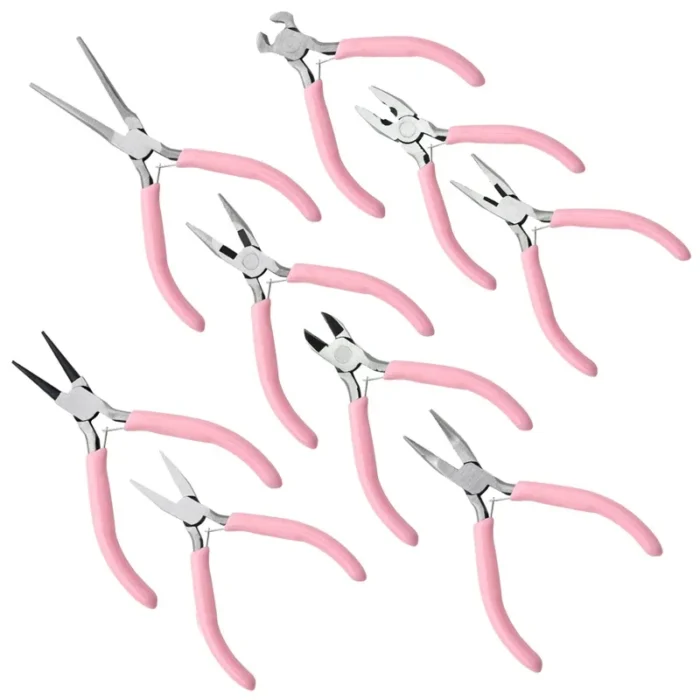 kf-S0a4c287842144ffba4f8629efcfd9482q Cute Pink Color Handle Anti-slip Splicing and Fixing Jewelry Pliers Tools & Equipment Kit for DIY Jewelery Making Needlework - Image 2