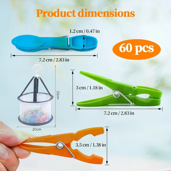Windproof No Mark Hanging Clips with Storage Basket Colorful Clips for Laundry Socks Delicate Clothes Multiuse Home Organization - Image 2