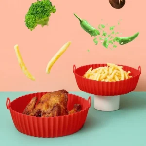 Reusable Silicone Air Fryer Liners, Non-Stick Food-Safe Silicone Pot & Basket Accessories for Air Fryers