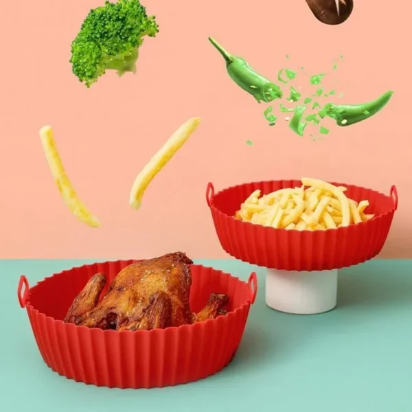 Reusable Silicone Air Fryer Liners, Non-Stick Food-Safe Silicone Pot & Basket Accessories for Air Fryers - Image 2