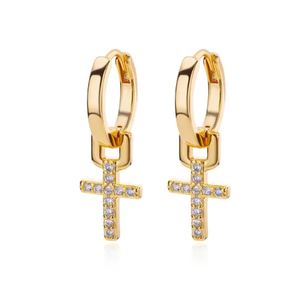 Zircon Cross Dangle Earrings For Women Girls Stainless Steel Cross Earring 2023 Trending Couple Wedding Aesthetic Jewelry aretes - Image 6