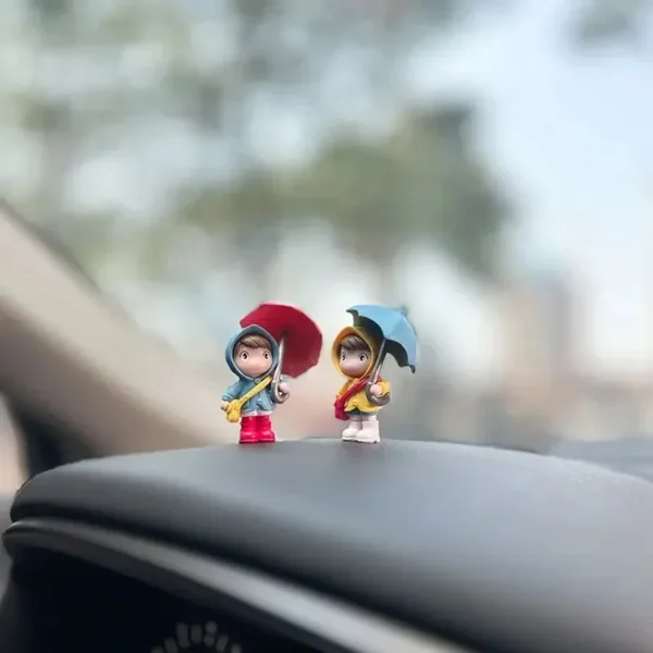Car interior cute umbrella, action figures, automatic rearview mirror, Prada4pcs panel decoration - Image 3