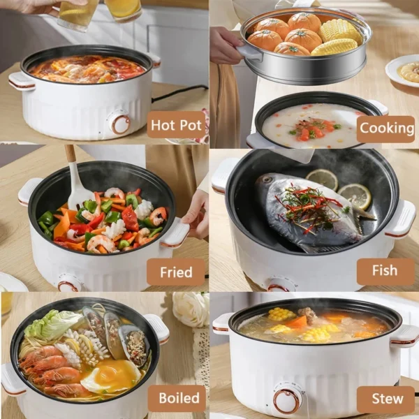 Portable Electric Multifunctional Cooker Household Double Layer Hot Pot Mini Non-stick Cookware for Kitchen and Home Appliance - Image 5
