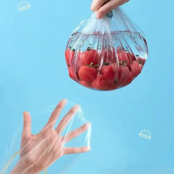 100 Pcs Elastic Food Covers, Disposable Plastic Bowl Lids for Fruit & Vegetable Storage, Freshness Seal Wraps - Image 5