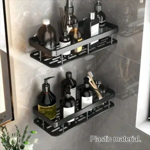 Wall Mounted Shower Rack Large Capacity No Drilling for Bathroom Kitchen Space Saving Easy Install Store Toiletries Cosmetics