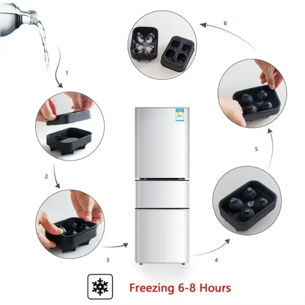 3D Skull Ice Cube Tray, Silicone Ice Maker Molds with Funnel, 4 Cavity Ice Cube Tray for Ice Cream & Party - Image 3