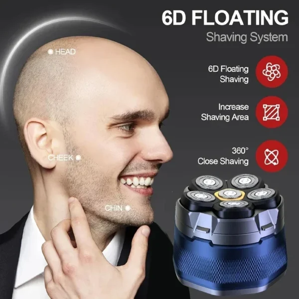 Tinsol Titanium Electric Head Shaver for Bald Men 6D Magnetic Razor Hair Trimmer Rechargeable LED Waterproof Face Hair Cutting - Image 4