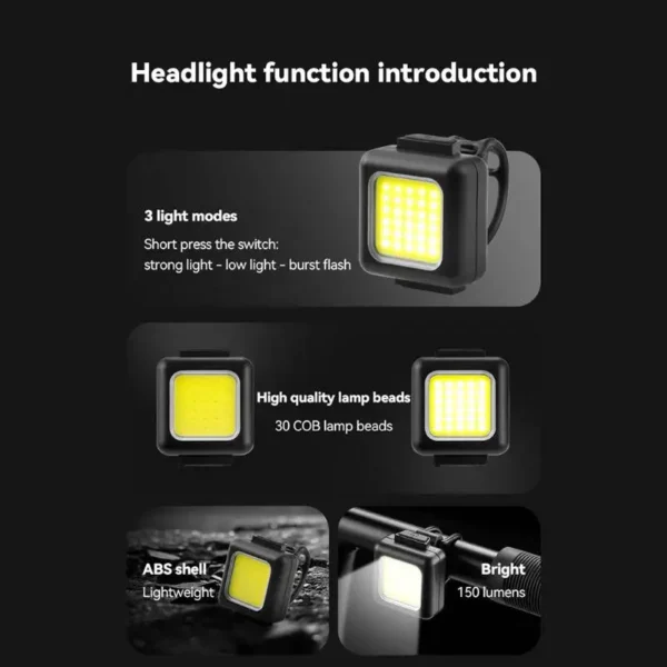 2 PCs Mini Mountain Bike Light Multifunctional Strong Light Bicycle Front Light Outdoor Backpack Buckle Light Bicycle Flashlight - Image 2