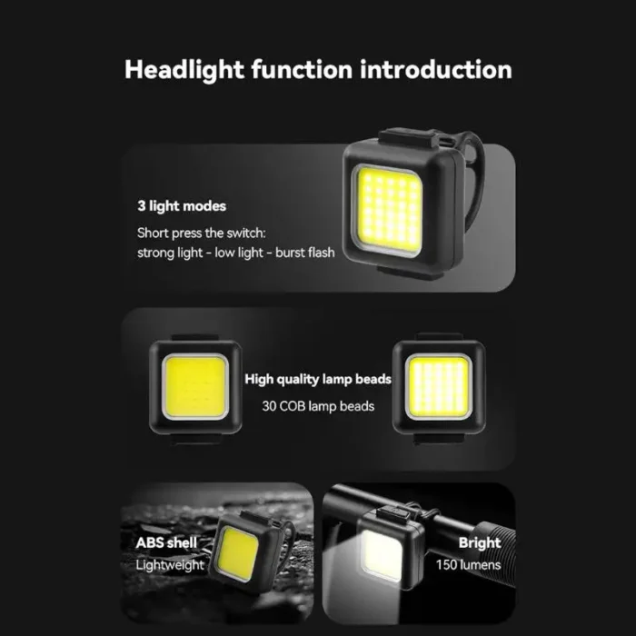 kf-S106ff35dd9874248a1908b26f6b004a54 2 PCs Mini Mountain Bike Light Multifunctional Strong Light Bicycle Front Light Outdoor Backpack Buckle Light Bicycle Flashlight - Image 2